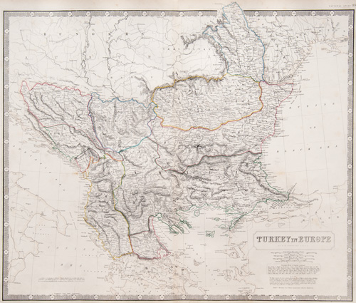 original antique map of Turkey and the region